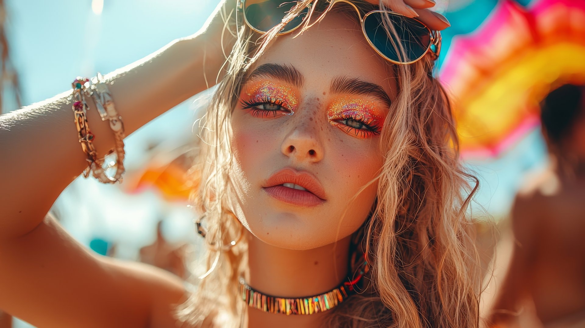 Festival make-up 2026: glitter i neon ideje